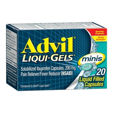 Advil Liqui-Gels Minis Pain Relievers for Headache Relief, Fever Reducer Liquid Filled Capsules, 200 mg Ibuprofen, 20 Count
