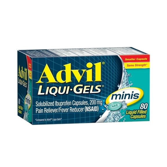 Advil Liqui-Gels Minis Pain Relievers for Headache Relief, Fever Reducer Liquid Filled Capsules, 200 Mg Ibuprofen, 80 Count