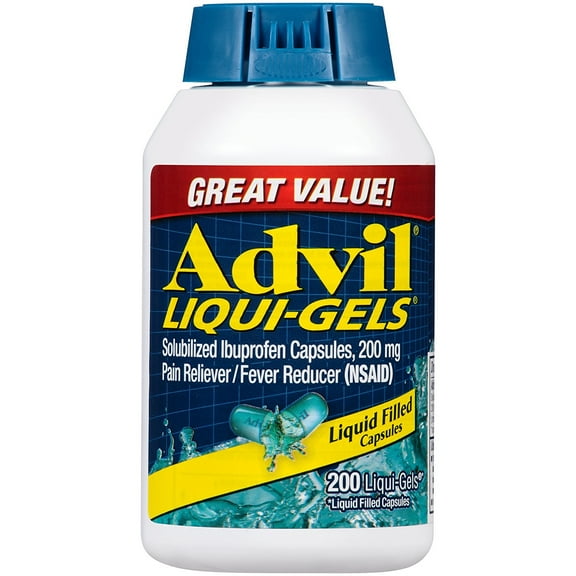 Advil Liqui-Gels Pain Reliever Fever Reducer 200 Count Liquid Filled Capsules