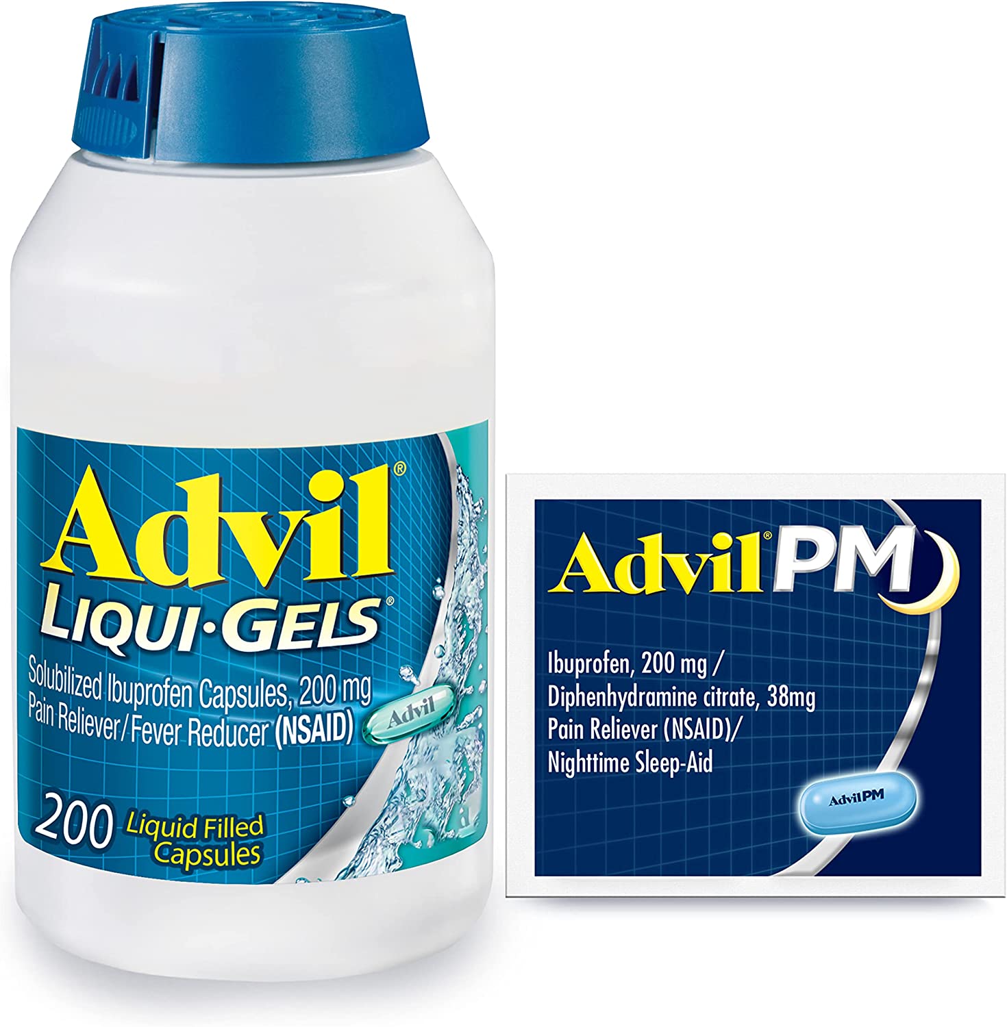 Advil LiquiGels Pain Reliever and Fever Reducer Medicine for Adults with Ibuprofen 200mg for
