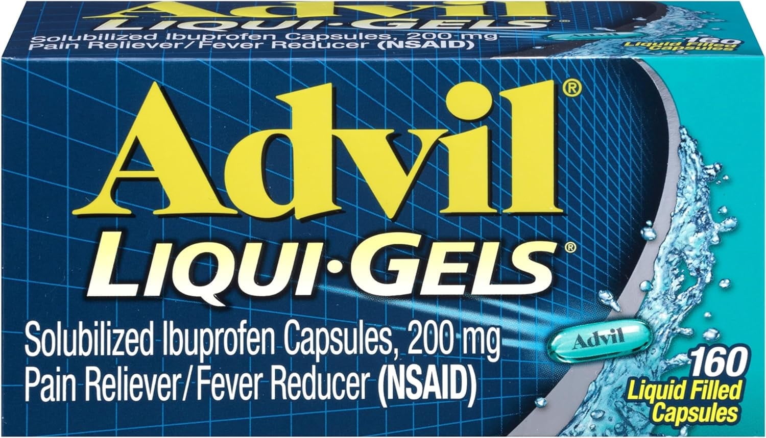 Advil Liqui-Gels Pain Reliever and Fever Reducer, Pain Medicine for Adults with Ibuprofen 200mg for Headache, Backache, Menstrual Pain and Joint Pain Relief - 160 Liquid Filled Cap