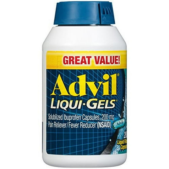 Advil Liqui-Gels Pain Reliever and Fever Reducer, Pain Medicine for Adults with Ibuprofen 200mg for Headache, Backache, Menstrual Pain and Joint Pain Relief - 200 Liquid Filled Capsules