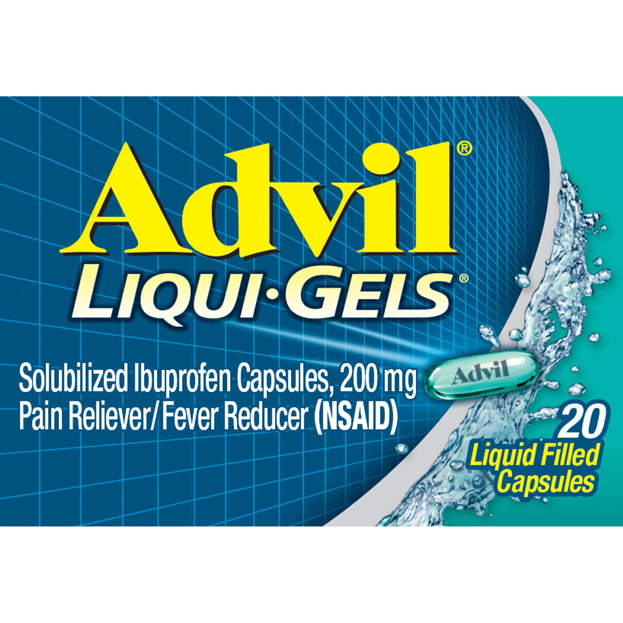 Advil Liqui-Gels Pain Relievers and Fever Reducer Liquid Capsules, 200 Mg Ibuprofen, 20 Count - image 1 of 11