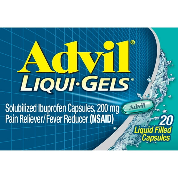 Advil Liqui-Gels Pain Relievers and Fever Reducer Liquid Capsules, 200 Mg Ibuprofen, 20 Count