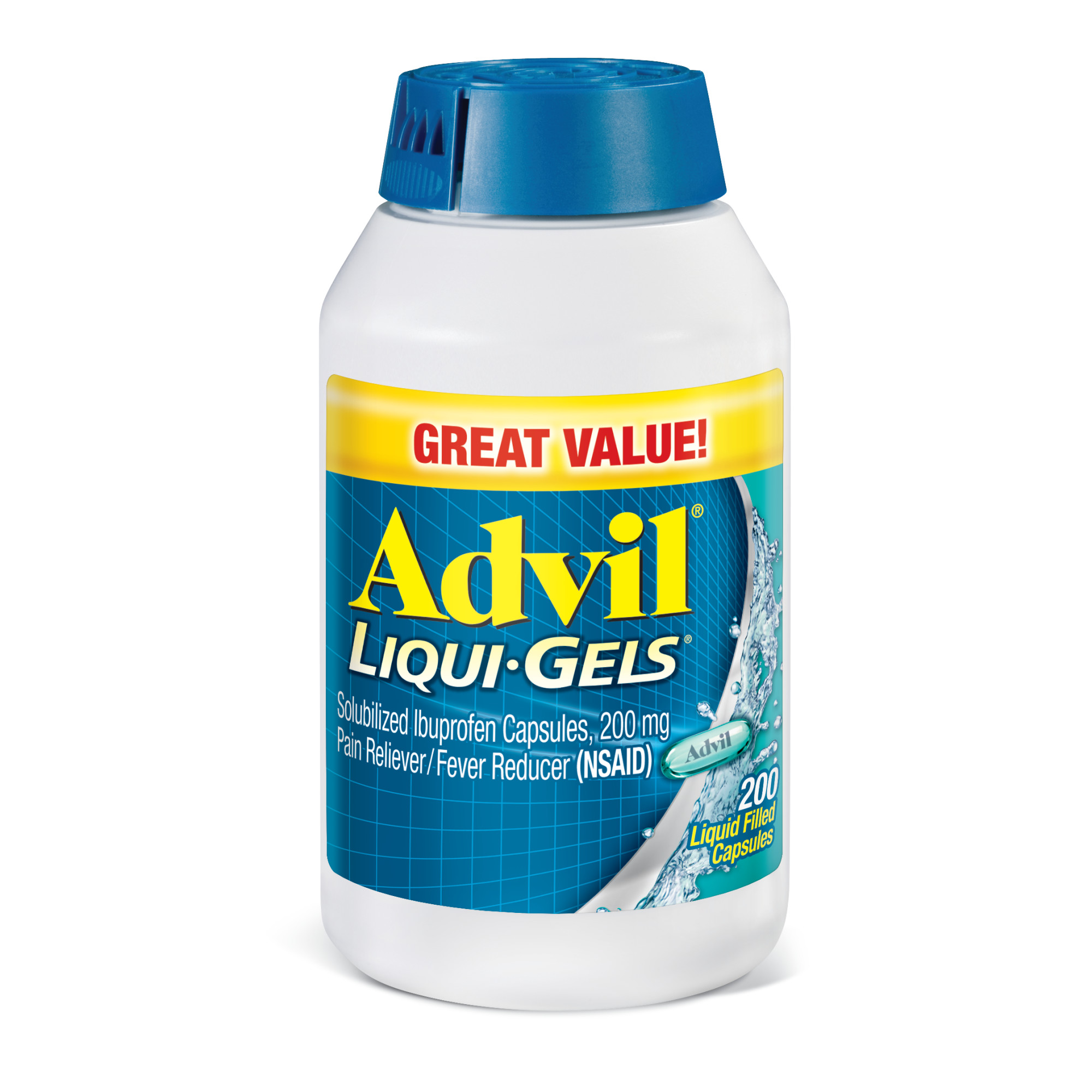 Advil Liqui-Gels Pain Relievers and Fever Reducer Liquid Filled Capsules, 200 Mg Ibuprofen, 200 Count - image 1 of 11