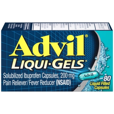 Advil Liqui-Gels Pain Relievers for Headache Relief, Fever Reducer Liquid Filled Capsules, 200 Mg Ibuprofen, 80 Count