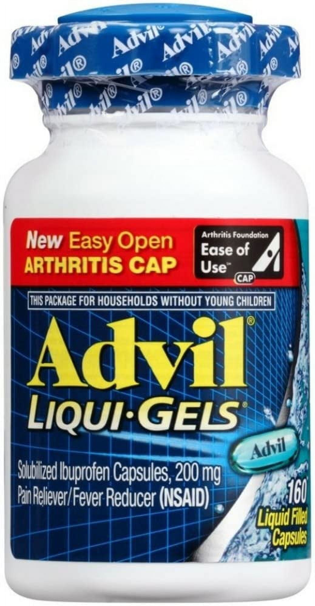 Advil Liqui-Gels Pain and Headache Reliever Ibuprofen, 200 mg Liquid Filled Capsules, 160 Count