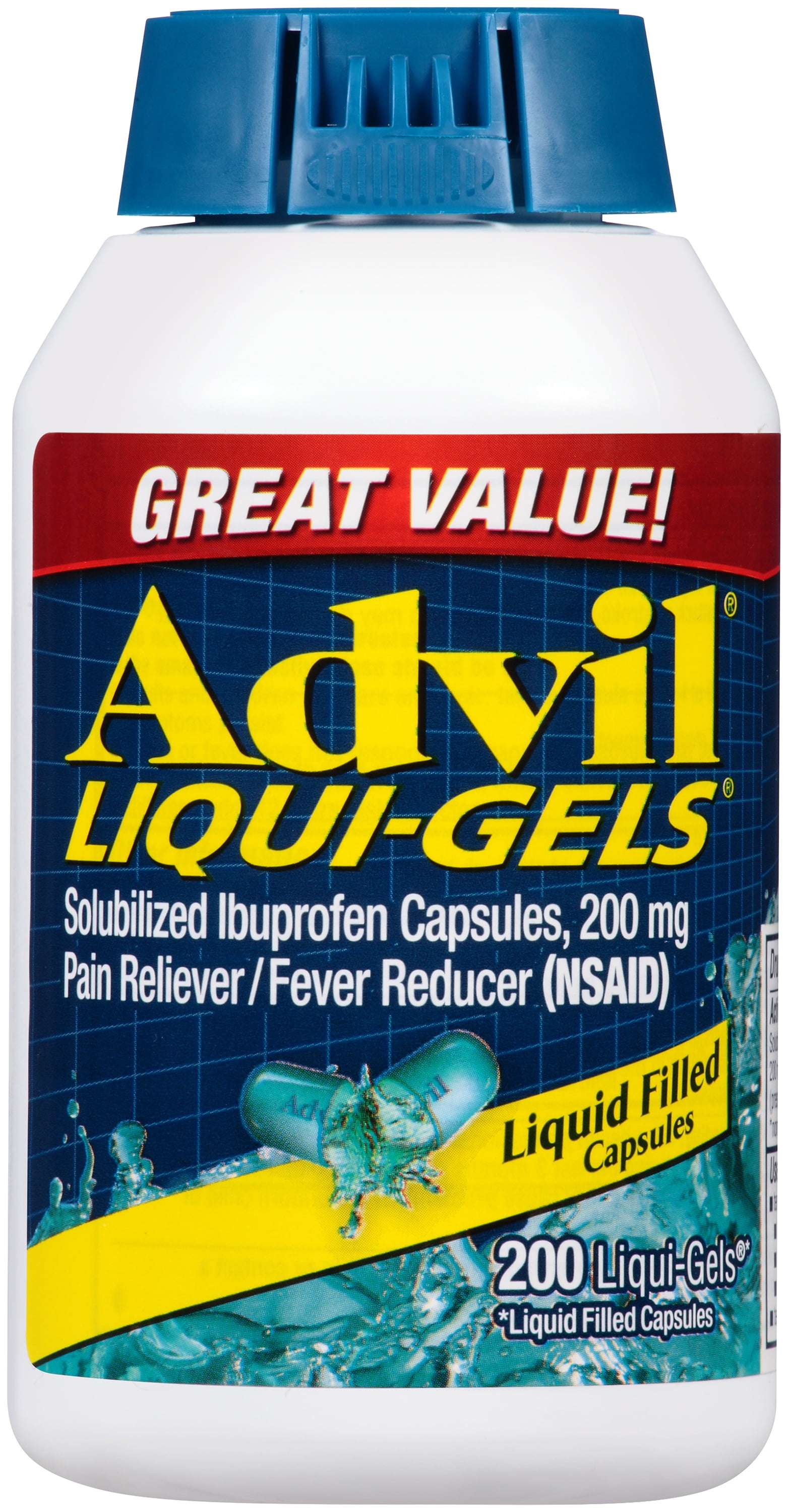 Advil Liqui-Gels Pain and Headache Reliever Ibuprofen, 200 Mg