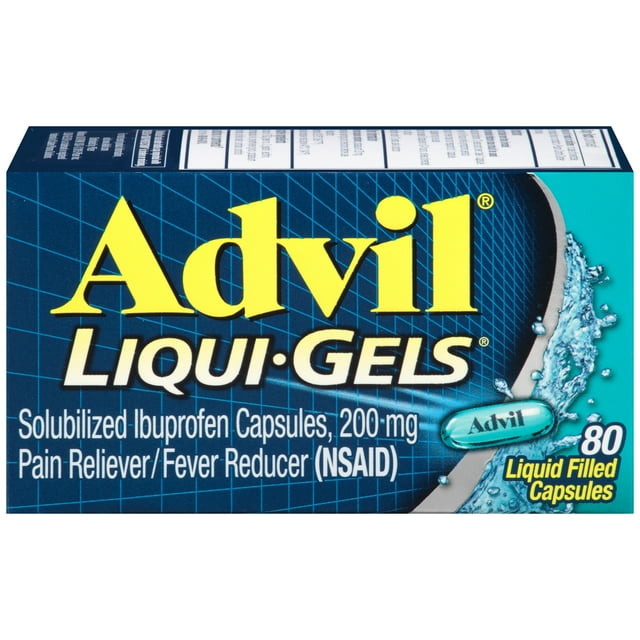 Advil Liqui-Gels Pain and Headache Reliever Ibuprofen, 200 mg Liquid Filled Capsules, 80 Count