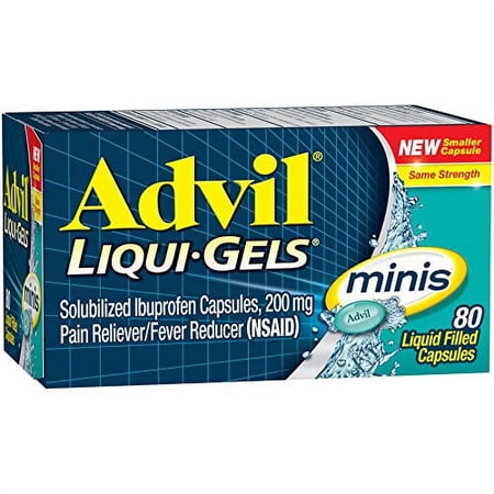 Advil Liquid Gels Minis Liquid Capsules Pain & Fever Reducer, 80ct, 6-Pack
