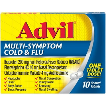 Advil Multi-Symptom Cold & Flo Pain Reliever Coated Tablets, 10ct, 2-Pack