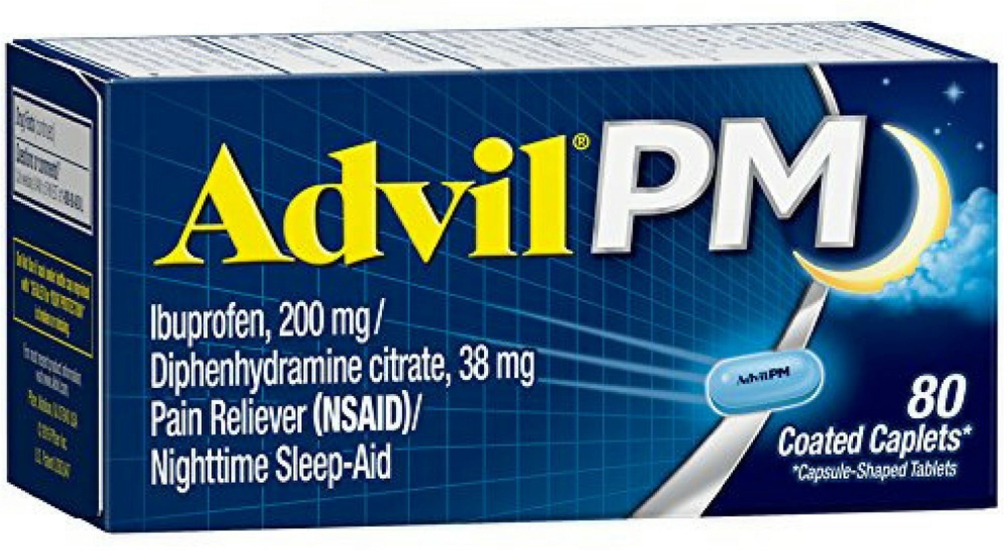 Advil PM 200 mg Pain Reliever NSAID Coated Caplets, 80 ct, 4 Pack