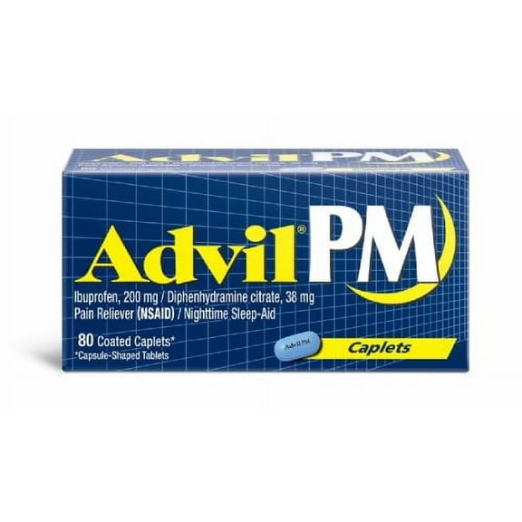 Advil PM Pain Reliever & Nighttime Sleep Aid Caplets, 80 Count