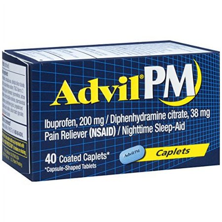 Advil PM Pain Reliever/Nighttime Sleep Aid Ibuprofen Safe Effective, 2-Pack