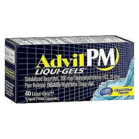 Advil PM Pain Reliever/Nighttime Sleep-Aid Liqui-Gels- 40 ct, Pack of 3