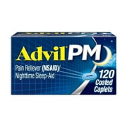 Advil PM Pain Reliever and Nighttime Sleep Aid, Ibuprofen for Pain Relief - 120 Coated Caplets