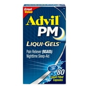 Advil PM Sleep Aid Pain Relievers, Ibuprofen, Diphenhydramine, Liquid Filled Capsule, 80 Count