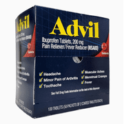 Advil Pain Reliever / Fever Reducer Coated Tablet, Individually Sealed, 200mg Ibuprofen (50 Packets of 2 Tablets)