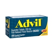 Advil Pain Reliever and Fever Reducer Coated Caplets, Ibuprofen 200Mg Pain Relief, 100 Count