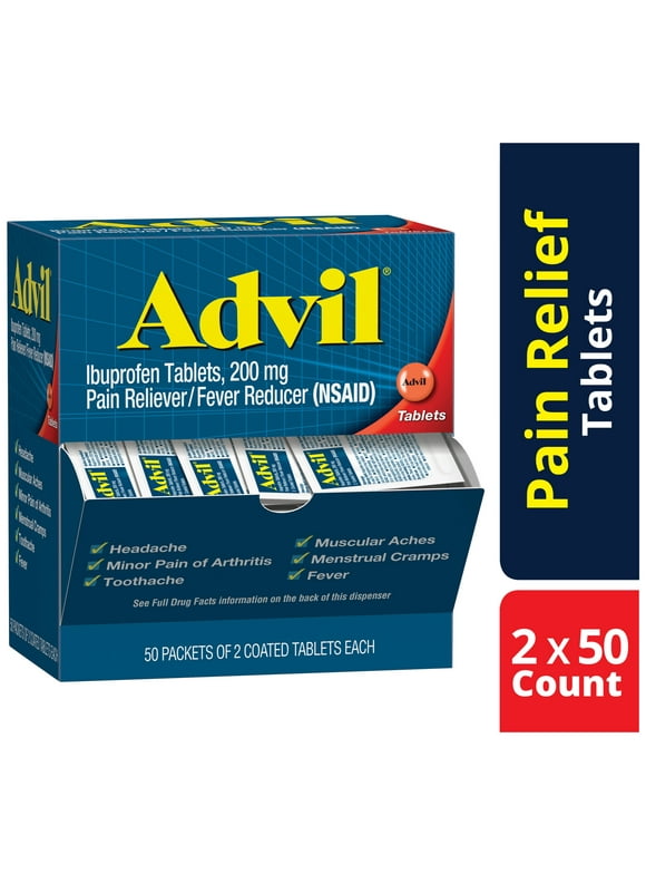 Advil Pain Reliever and Fever Reducer, Ibuprofen 200Mg for Pain Relief - 100 Coated Tablets