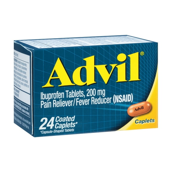 Advil Pain Reliever and Fever Reducer, Ibuprofen 200Mg for Pain Relief - 24 Coated Caplets