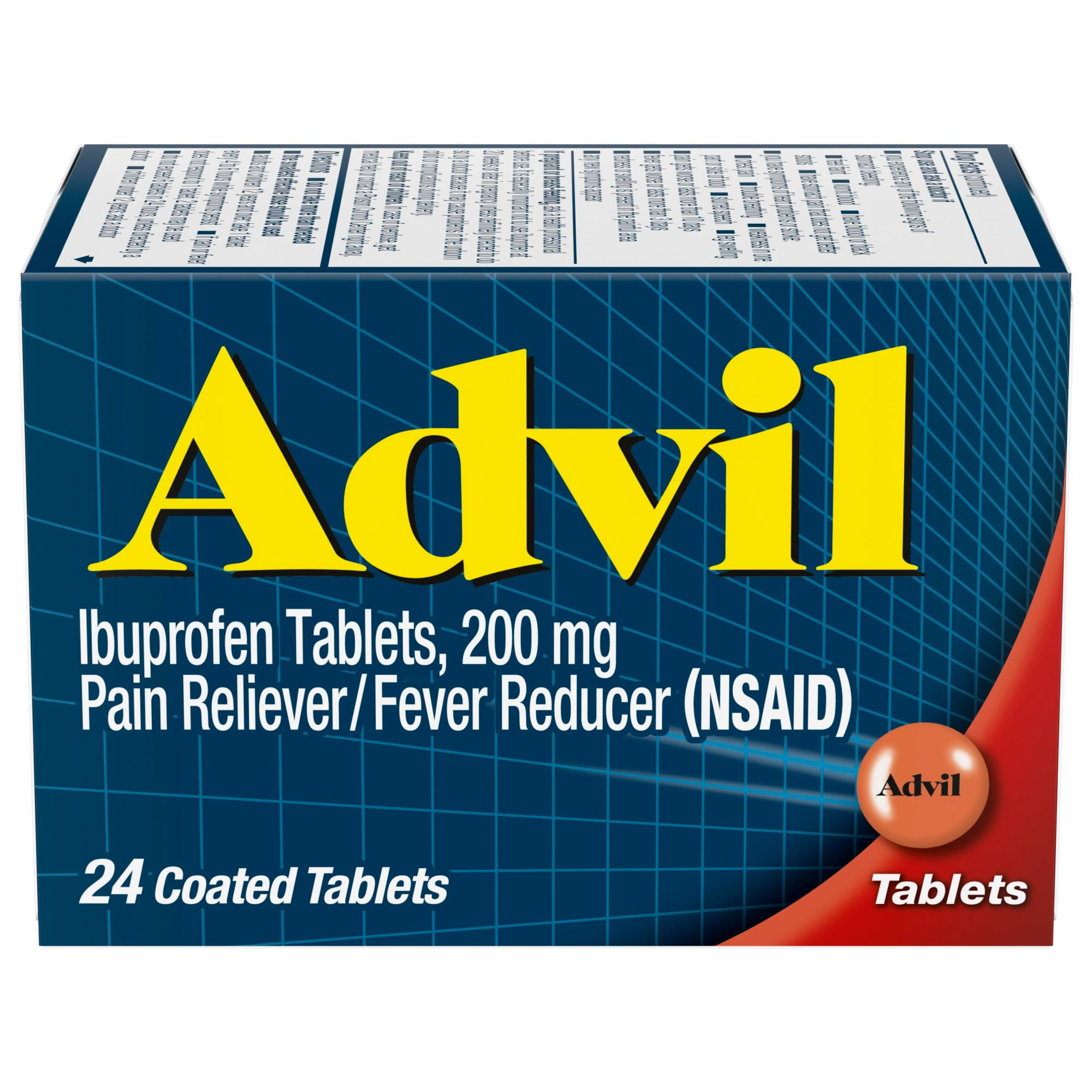 Advil Pain Relievers and Fever Reducer Coated Tablets, 200 Mg Ibuprofen, 24 Count