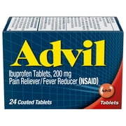 Advil Pain Relievers and Fever Reducer Ibuprofen Tablets, 200 mg, Coated, 24 Count