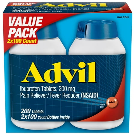 Advil Pain and Headache Reliever Ibuprofen, 200 Mg Coated Tablets, 2X100 Count