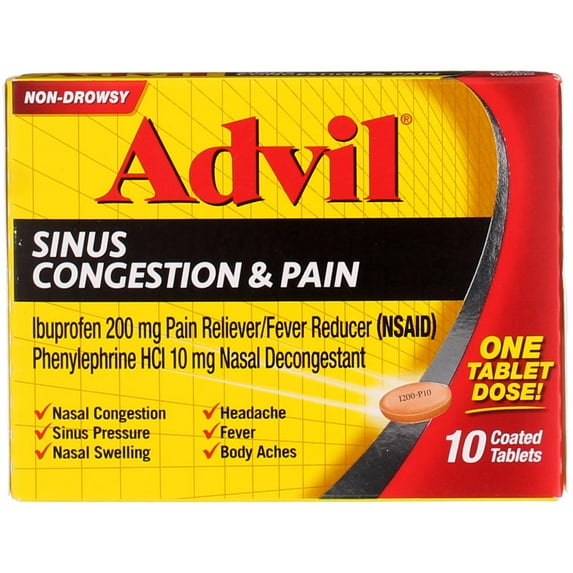 Advil Sinus Congestion & Pain 10 ea (Pack of 2)