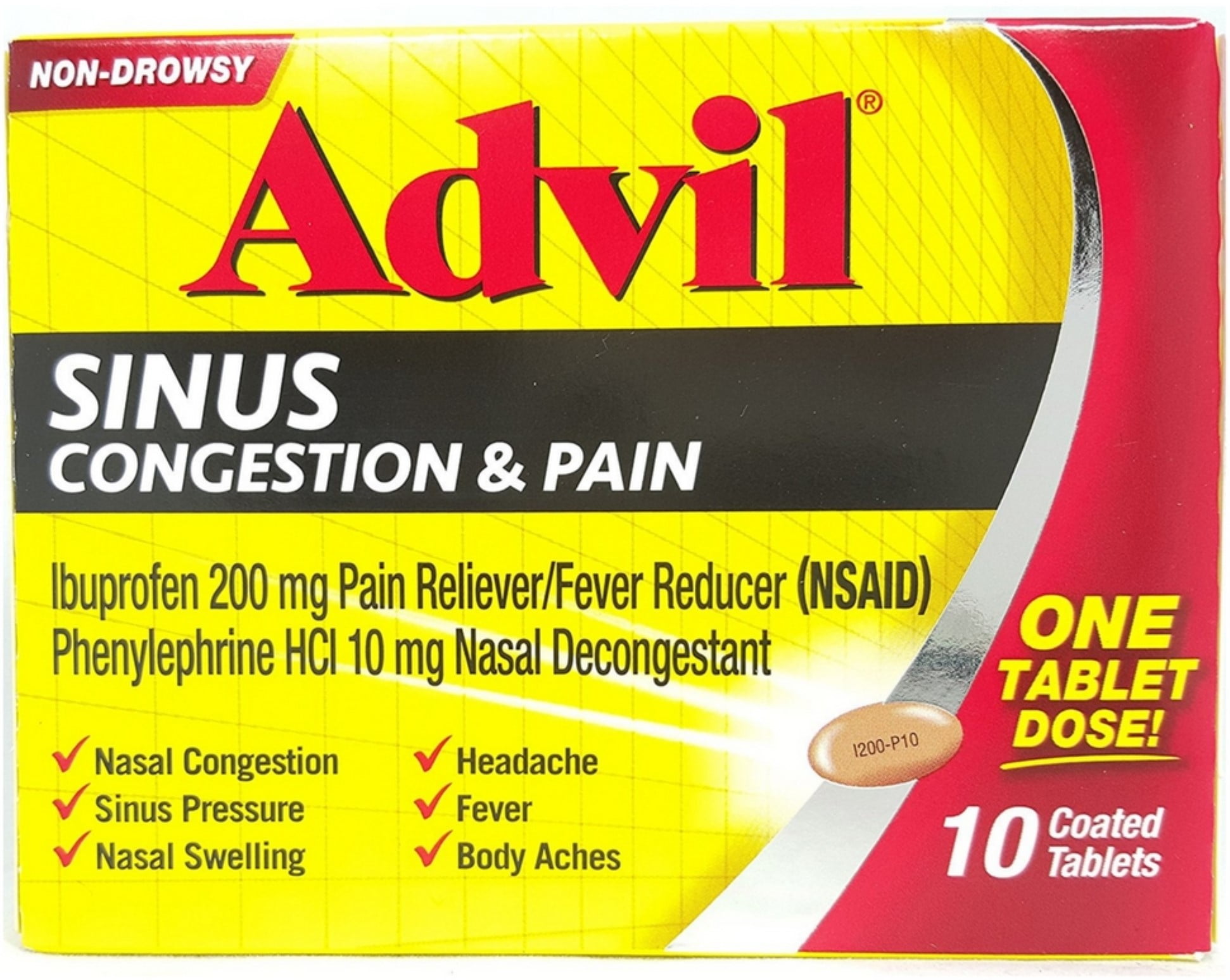 Advil Sinus Congestion & Pain 10 ea (Pack of 4)