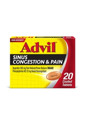 Advil Sinus Congestion and Pain, Sinus Medicine, Pain Relievers and Fever Reducer Coated Tablets, 20 Count