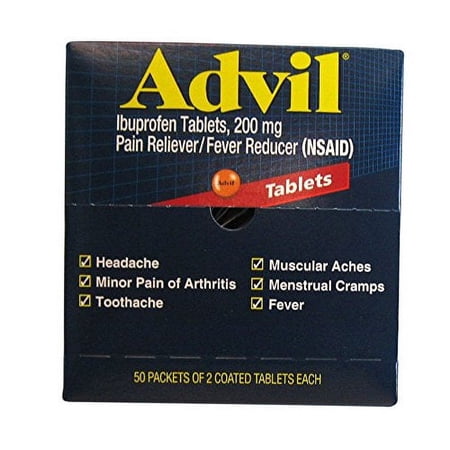 Advil Tablets Pain Reliever Refill, 50 Two-Packs per Box(Pack of 4)