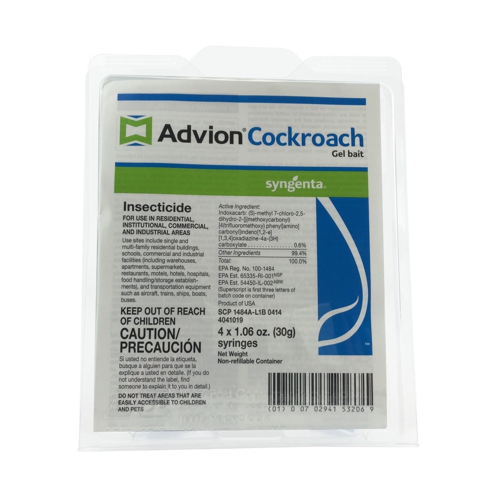 Advion Cockroach Gel - 4 Pack with Plunger and Two Tips