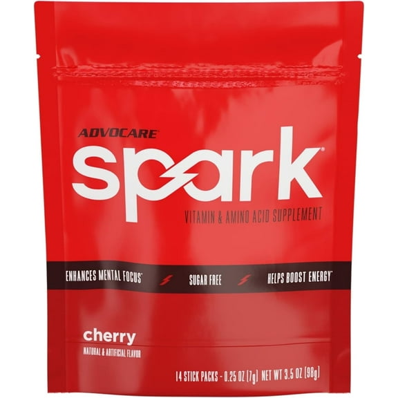 AdvoCare Spark Energy Drink Mix  Vitamin & Amino Acid Powder Supplement, Cherry Flavor, 14 Stick Packs