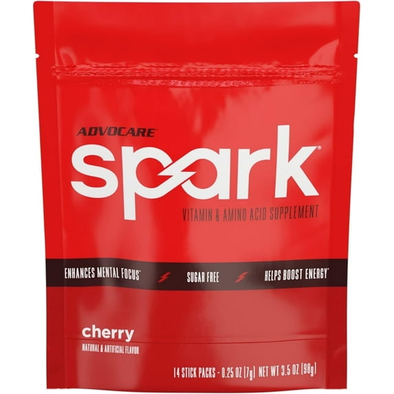 AdvoCare Spark Energy Drink Mix – Vitamin & Amino Acid Powder Supplement, Cherry Flavor, 14 Stick Packs