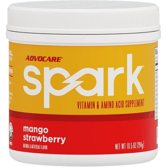 AdvoCare Spark Energy Drink Mix Vitamin & Amino Acid Powder Supplement, Mango Strawberry Flavor, 10.5 oz