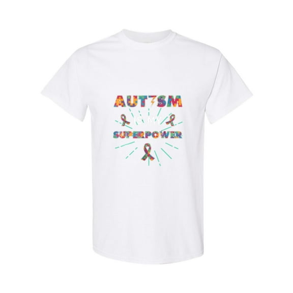 Advocate With Pride My Autism Is My Superpower Graphic Unisex T-Shirt, for men & women, up to size 5XL