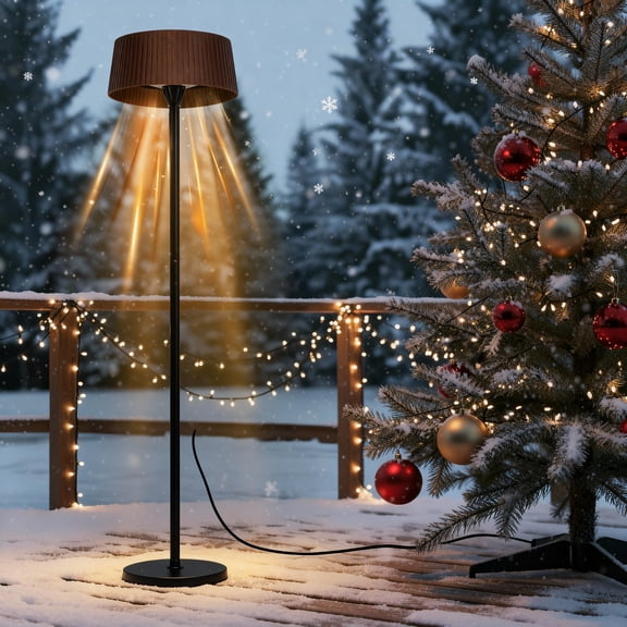 Advwin 1500W Electric Infrared Freestanding Patio Heater for Indoor & Outdoor, IP55 Waterproof, Tip-Over Protection, Quiet Operation for Patio, Garden, Balcony,Brown