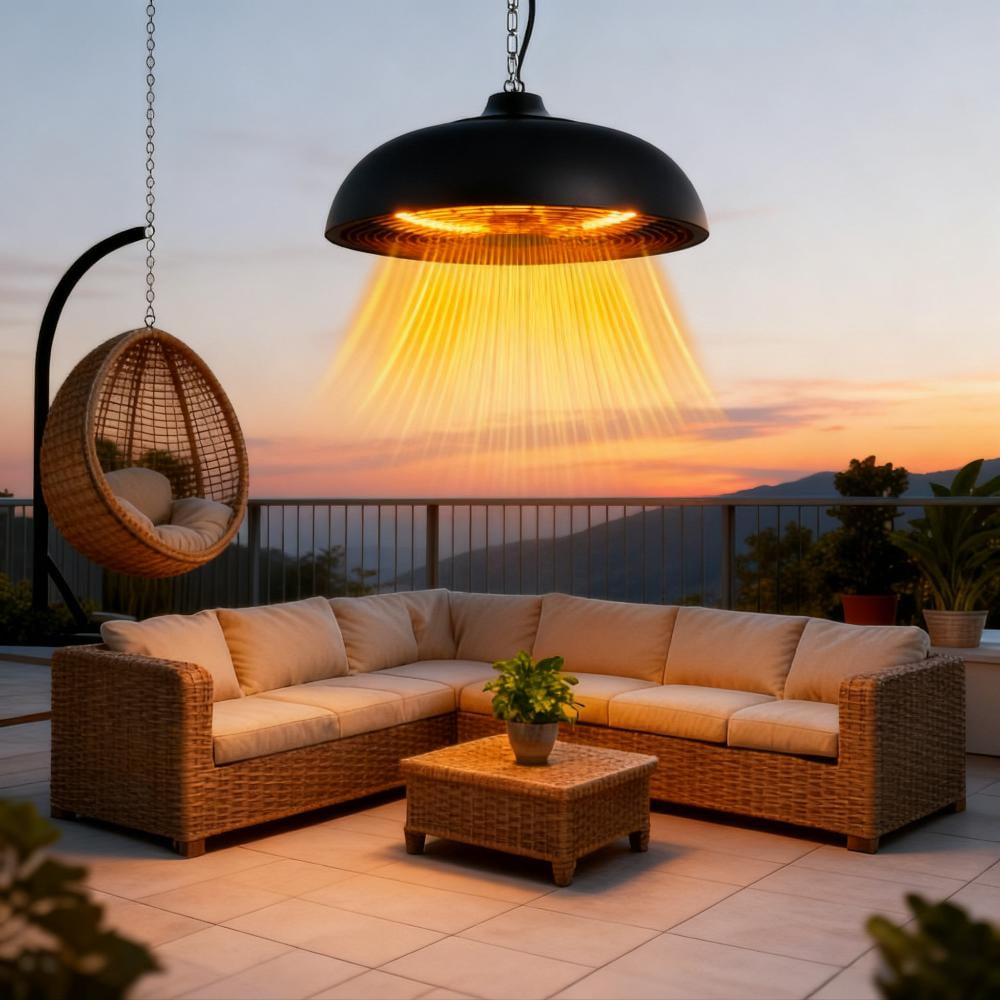 Advwin 1500W Hanging Patio Heater, Electric Ceiling-Mounted Infrared Heater with IP55 Waterproof,Overheat Protection & Adjustable Chain for Indoor/Outdoor Use (No Pull Cord)