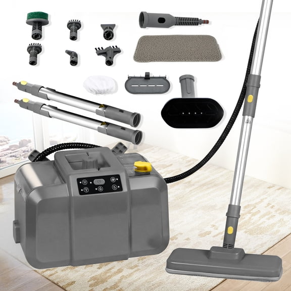 Advwin 1800W Steam Cleaner,70PSI Steamer with Continuous Steam Injection, Fast Heat-Up, 2.2L Water Tank, 14-Piece Accessory Kit for Floors, Grout,Chemical-Free, gray