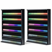 Advwin 2 Pcs Wall Mount Nail Polish Racks, 6 Tier Wood Nail Polish Organizer, Nail Salon Storage Display Shelves, Perfume Essential Oil Bottles Holder w/ Acrylic Baffle, Black