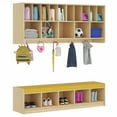 thumbnail image 1 of Advwin Wall Cubbies with Hooks & Cushion Shoe Storage Bench, Wooden Wall Mounted Storage Organizer Diaper Shelves for Daycare, Nursery, Home, School, 1 of 10