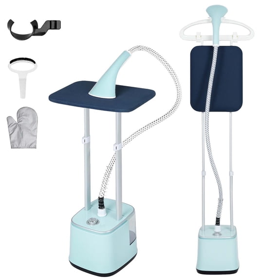Advwin 2000W Standing Garment Steamer with 10 Steam Levels, 2.7L Tank for 90 Min Steam, Dual Rod Adjustable Height, Vertical & Flat Ironing with Accessories (Blue)