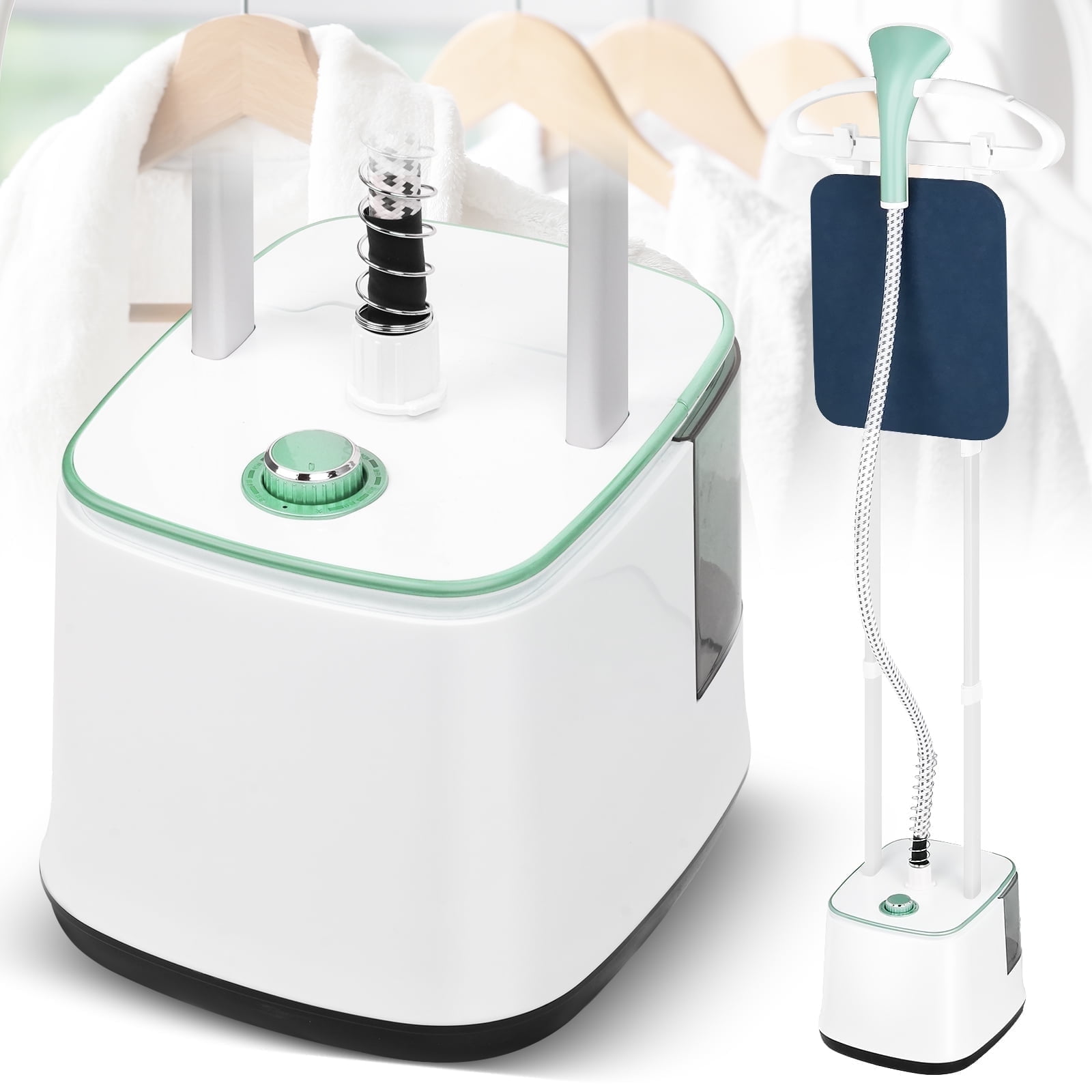Advwin 2000W Garment Steamer for Clothes Standing, 10 Steam Levels, 2.7L Water Tank, Commercial and Household Use (Green)