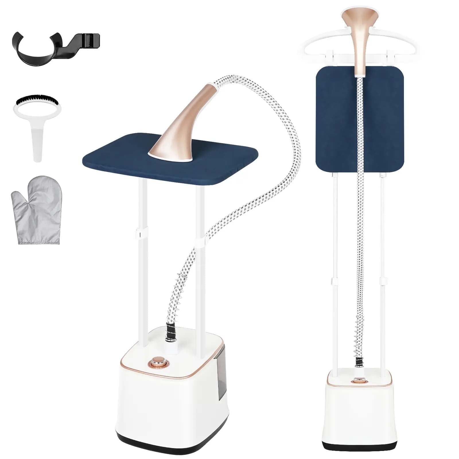 Advwin 2000W Standing Garment Steamer with 10 Steam Levels, 2.7L Tank for 90 Min Steam, Dual Rod Adjustable Height, Vertical & Flat Ironing with Accessories (Pink)