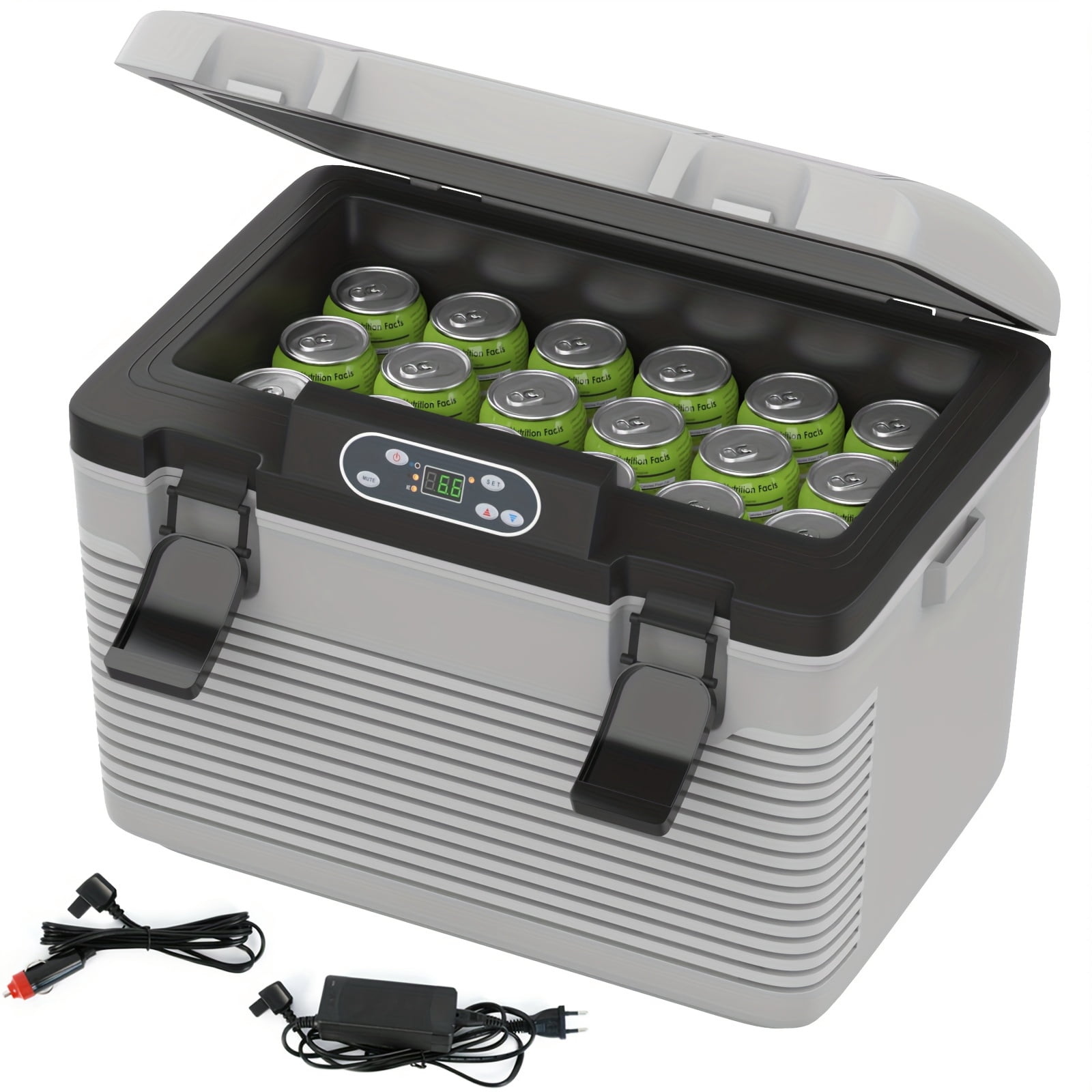 Advwin 21QT Electric Cooler, Portable 12V Car Refrigerator Plug-in Coolers for Camping, Travel, Grey