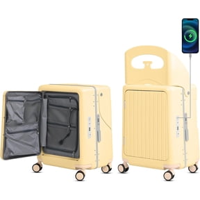 Advwin 22" Multifunctional Hardshell Ride On Suitcase with Front Opening, Child Seat, USB Port, TSA Lock & 4 Spinner Wheels, Yellow