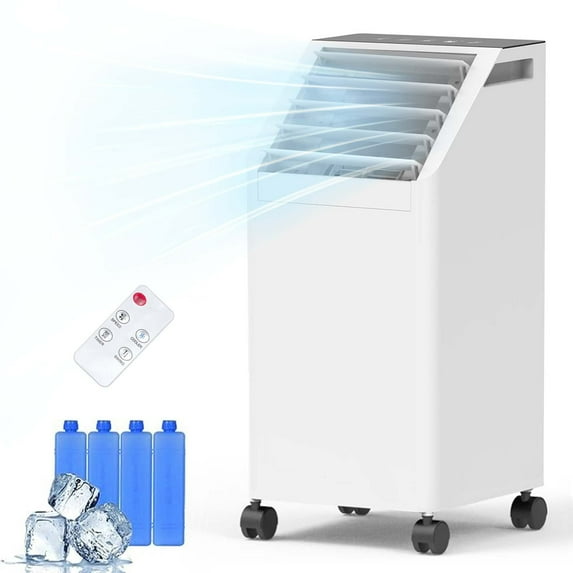 Advwin 3-in-1 Windowless Evaporative Cooler & Portable Air Conditioner with Remote, 90° Oscillation, 3 Speeds, 0.5 Gal Tank, 4 Ice Packs, Timer