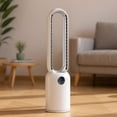 thumbnail image 1 of Advwin 35" Bladeless Tower Fan with Remote, 26ft/s Standing Floor Fan, 90° Oscillation, 24 Speeds, 12H Timer, Quiet Cooling Air Circulator for Bedroom, White+Silver, 1 of 9