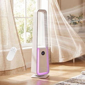 Advwin 36 Bladeless Tower Fan for Bedroom, 12 Speeds, Timer, Oscillating Floor Fans for Room, White